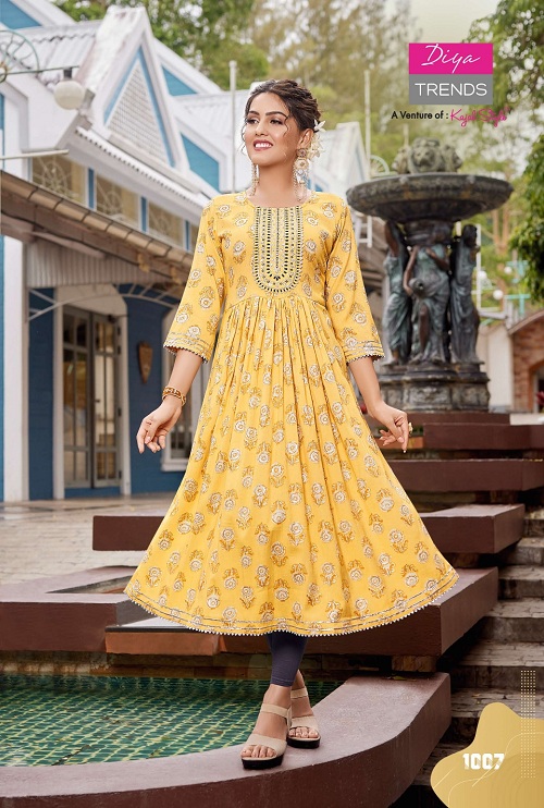 Kajal Colour Flair 1 Fancy Wear Embroidery Kurti Collection